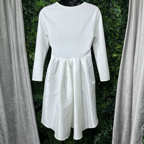 TOPS Women 3XL Cream Blouse Peplum Round Neckline Hi Low‎ Hem IR 1786 - Picture 6 of 6